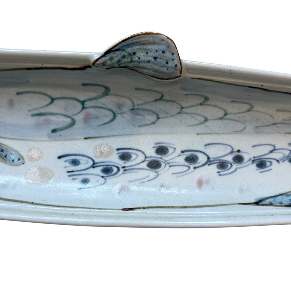 RARE HIGHLAND STONEWARE POTTERY SCOTLAND SALMON FISH PLATE DISH PLATTER 26" LONG - Picture 3 of 12